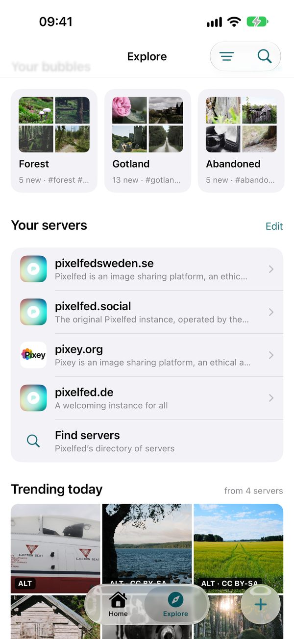 Explore with servers and trending photos